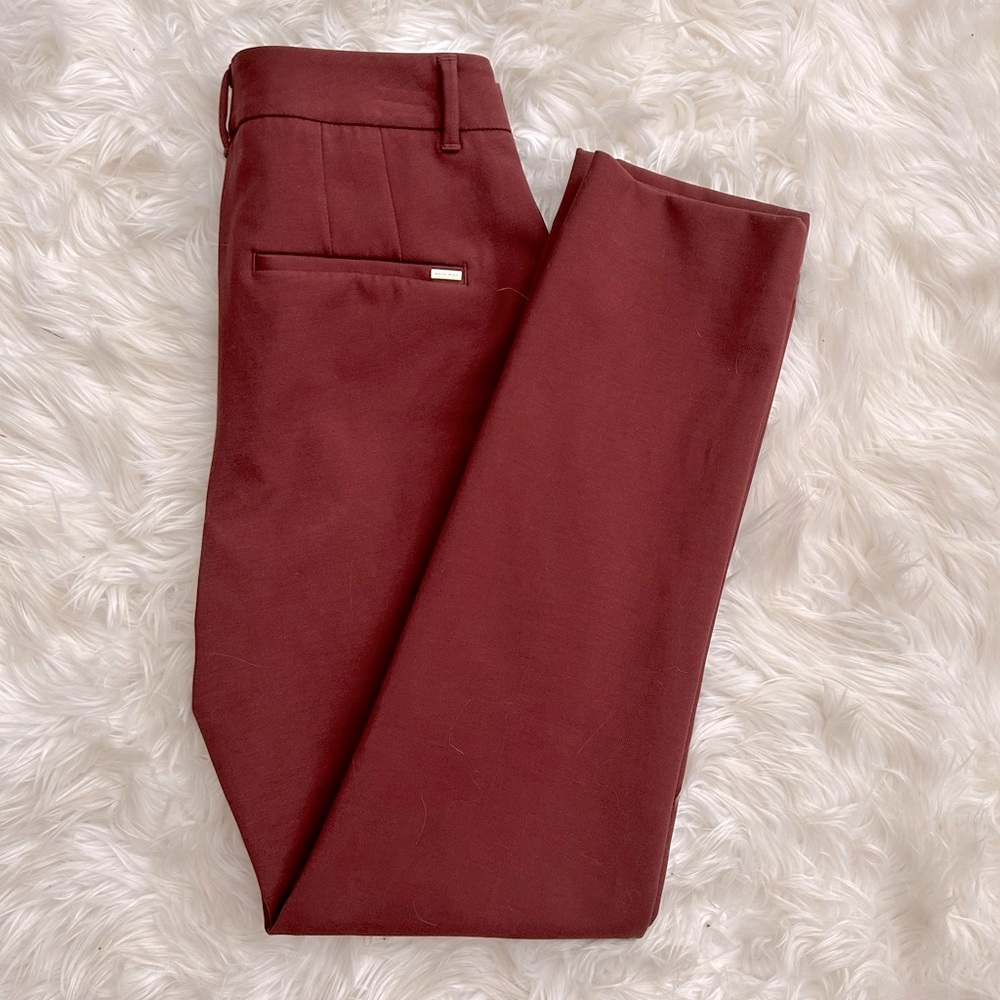 WHBM Burgundy Comfort Stretch Slim Ankle‎ Pants SZ 0L curvy - Inseam 29”
